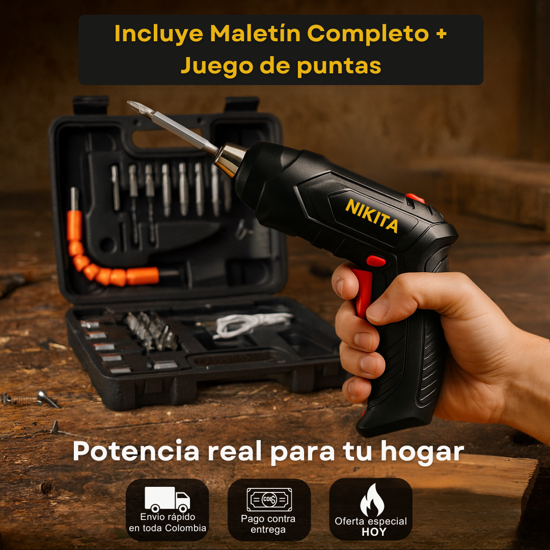 NIKITA® - Taladro Eléctrico Recargable + REGALO 🎁
