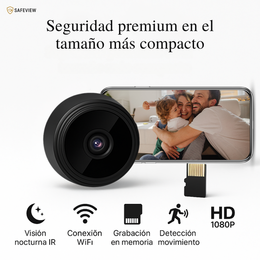 SAFEVIEW - Mini Cámara HD Espía A9 | OFERTA 2X1
